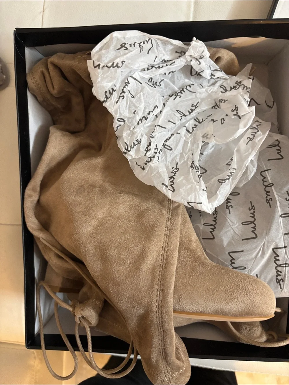 Lulu's Taupe Suede Over-the-Knee Block Heel Boots